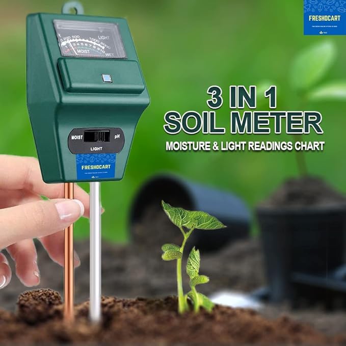 FreshDcart Solar Soil Plant Care New 3-in-1 Water Moisture Hydroponic Plant Soil Sensor pH Light Meter
