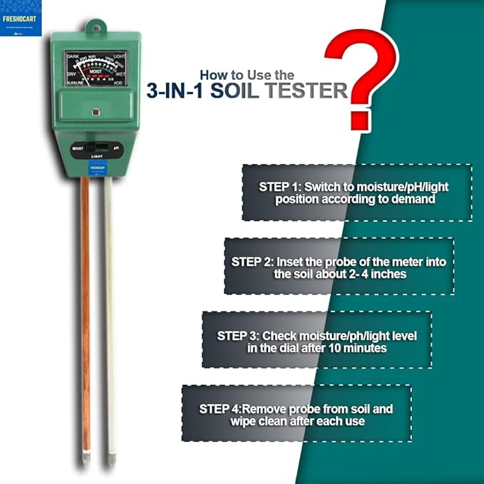 FreshDcart Solar Soil Plant Care New 3-in-1 Water Moisture Hydroponic Plant Soil Sensor pH Light Meter - Image 4
